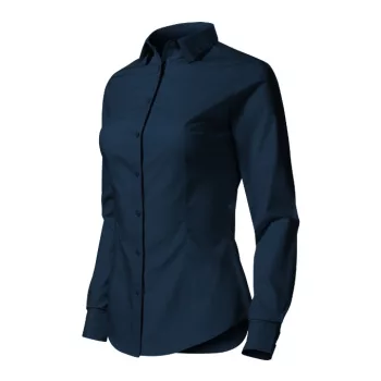   Malfini Style LS - Enyhén szűkített szabású, hosszú ujjú női ing - Tengerészkék - 2XL