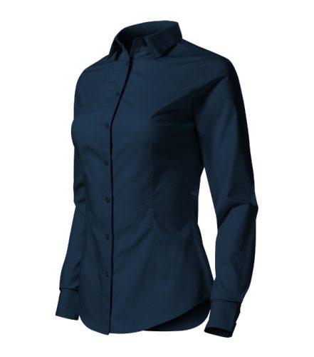 Malfini Style LS - Enyhén szűkített szabású, hosszú ujjú női ing - Tengerészkék - 2XL