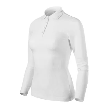   Malfini Pique Polo LS - Hosszú ujjú női galléros póló - Fehér - XS