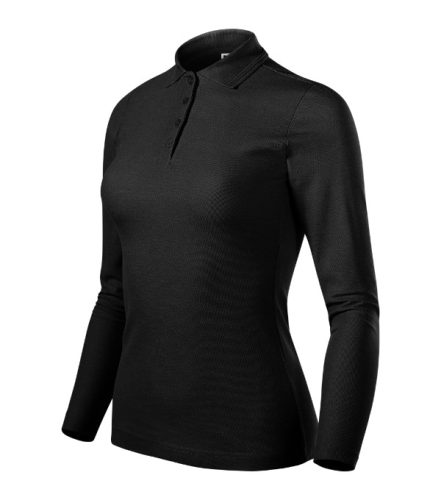 Malfini Pique Polo LS - Hosszú ujjú női galléros póló - Fekete - XL