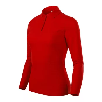   Malfini Pique Polo LS - Hosszú ujjú női galléros póló - Piros - XL
