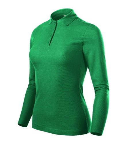 Malfini Pique Polo LS - Hosszú ujjú női galléros póló - Fűzöld - L