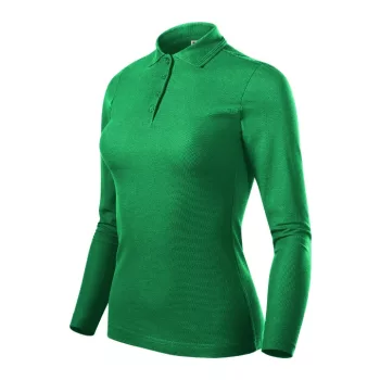   Malfini Pique Polo LS - Hosszú ujjú női galléros póló - Fűzöld - 2XL