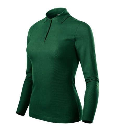 Malfini Pique Polo LS - Hosszú ujjú női galléros póló - Sötétzöld - XL