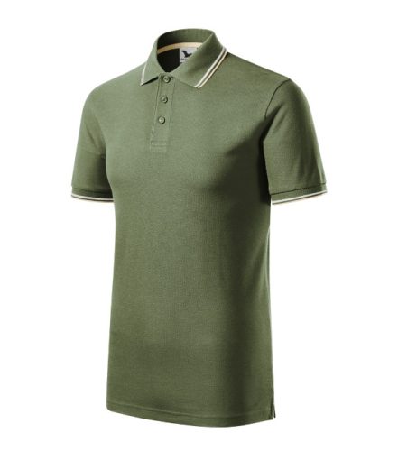Malfini Focus - Ujjszegélyen és a galléron kontraszt csíkozású férfi galléros póló - Khaki - 3XL