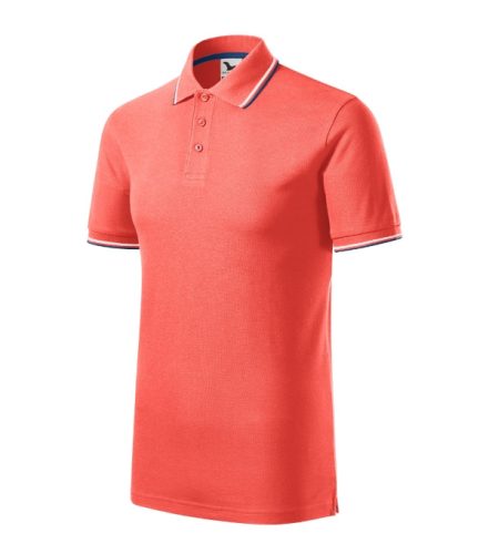 Malfini Focus - Ujjszegélyen és a galléron kontraszt csíkozású férfi galléros póló - Coral - 2XL