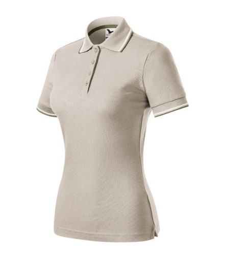 Malfini Focus - Ujjszegélyen és a galléron kontraszt csíkozású, szűkített szabású női galléros póló - Drappos szürke - XS