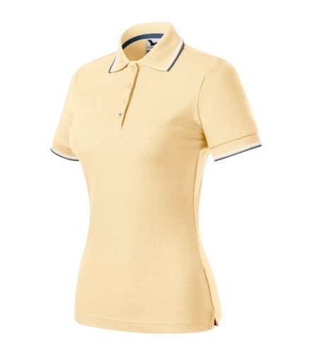 Malfini Focus - Ujjszegélyen és a galléron kontraszt csíkozású, szűkített szabású női galléros póló - Bourbon vanilla - 2XL