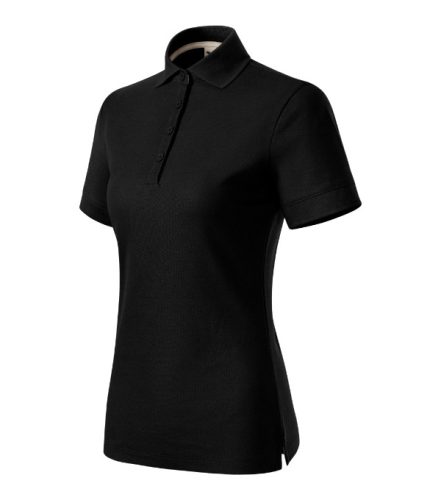 Malfini Prime (GOTS) - Biopamut, szűkített szabású női galléros póló - Fekete - 2XL