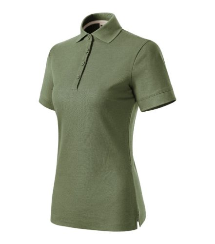 Malfini Prime (GOTS) - Biopamut, szűkített szabású női galléros póló - Khaki - XS