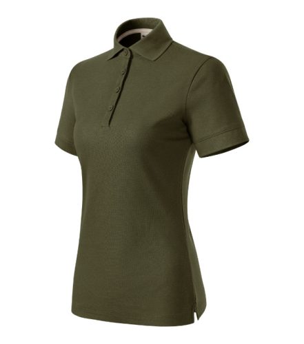 Malfini Prime (GOTS) - Biopamut, szűkített szabású női galléros póló - Military - 2XL