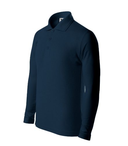 Pique Polo LS - Hosszú ujjú galléros gyerek póló - Tengerészkék - 134 cm/8 éves