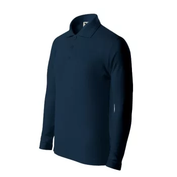   Pique Polo LS - Hosszú ujjú galléros gyerek póló - Tengerészkék - 146 cm/10 éves
