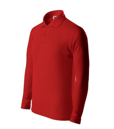 Pique Polo LS - Hosszú ujjú galléros gyerek póló - Piros - 122 cm/6 éves