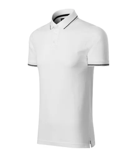 Malfini premium Perfection plain - Gallér és ujjvégek kontraszt csíkkal,  sztreccs anyagú férfi galléros póló - Fehér - XL