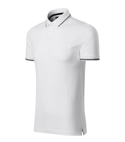 Malfini premium Perfection plain - Gallér és ujjvégek kontraszt csíkkal,  sztreccs anyagú férfi galléros póló - Fehér - 3XL