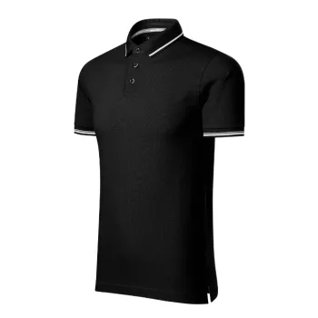   Malfini premium Perfection plain - Gallér és ujjvégek kontraszt csíkkal,  sztreccs anyagú férfi galléros póló - Fekete - M