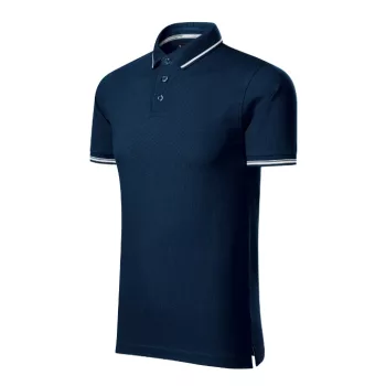   Malfini premium Perfection plain - Gallér és ujjvégek kontraszt csíkkal,  sztreccs anyagú férfi galléros póló - Tengerészkék - M