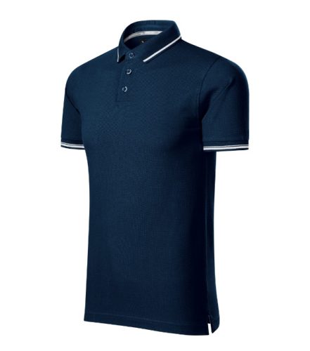 Malfini premium Perfection plain - Gallér és ujjvégek kontraszt csíkkal,  sztreccs anyagú férfi galléros póló - Tengerészkék - XL