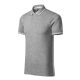 Malfini premium Perfection plain - Gallér és ujjvégek kontraszt csíkkal,  sztreccs anyagú férfi galléros póló - Sötétszürke melírozott - 2XL