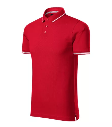 Malfini premium Perfection plain - Gallér és ujjvégek kontraszt csíkkal,  sztreccs anyagú férfi galléros póló - F1 piros - XL