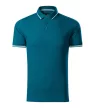 Malfini premium Perfection plain - Gallér és ujjvégek kontraszt csíkkal,  sztreccs anyagú férfi galléros póló - Petrol kék - XL