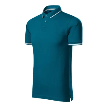  Malfini premium Perfection plain - Gallér és ujjvégek kontraszt csíkkal,  sztreccs anyagú férfi galléros póló - Petrol kék - 3XL