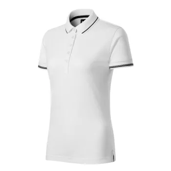   Malfini premium Perfection plain - Gallér és ujjvégek kontraszt csíkkal,  sztreccs anyagú női galléros póló - Fehér - S