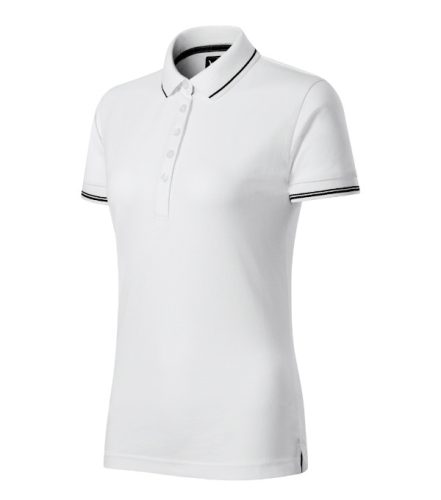 Malfini premium Perfection plain - Gallér és ujjvégek kontraszt csíkkal,  sztreccs anyagú női galléros póló - Fehér - XL