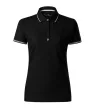 Malfini premium Perfection plain - Gallér és ujjvégek kontraszt csíkkal,  sztreccs anyagú női galléros póló - Fekete - 2XL