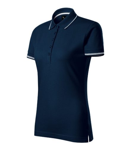 Malfini premium Perfection plain - Gallér és ujjvégek kontraszt csíkkal,  sztreccs anyagú női galléros póló - Tengerészkék - 2XL