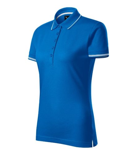 Malfini premium Perfection plain - Gallér és ujjvégek kontraszt csíkkal,  sztreccs anyagú női galléros póló - Snorkel kék - L