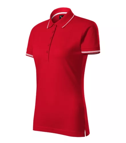 Malfini premium Perfection plain - Gallér és ujjvégek kontraszt csíkkal,  sztreccs anyagú női galléros póló - F1 piros - L