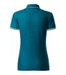 Malfini premium Perfection plain - Gallér és ujjvégek kontraszt csíkkal,  sztreccs anyagú női galléros póló - Petrol kék - XL