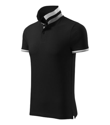 Malfini premium Collar Up - Gallér alsó felületén, ujjakon kontraszt csíkokozású férfi galléros póló - Fekete - S