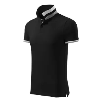   Malfini premium Collar Up - Gallér alsó felületén, ujjakon kontraszt csíkokozású férfi galléros póló - Fekete - L