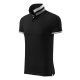 Malfini premium Collar Up - Gallér alsó felületén, ujjakon kontraszt csíkokozású férfi galléros póló - Fekete - 2XL