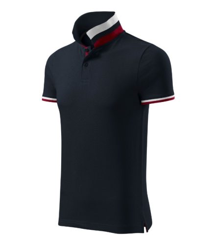 Malfini premium Collar Up - Gallér alsó felületén, ujjakon kontraszt csíkokozású férfi galléros póló - Szürkéskék - S