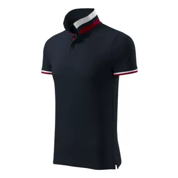   Malfini premium Collar Up - Gallér alsó felületén, ujjakon kontraszt csíkokozású férfi galléros póló - Szürkéskék - M