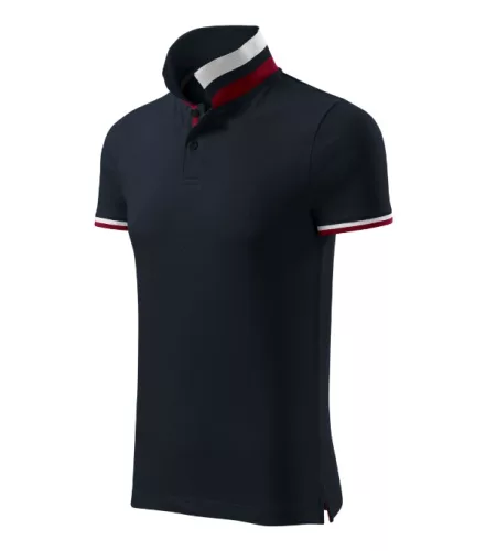 Malfini premium Collar Up - Gallér alsó felületén, ujjakon kontraszt csíkokozású férfi galléros póló - Szürkéskék - L