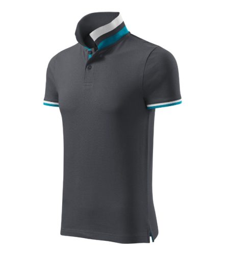 Malfini premium Collar Up - Gallér alsó felületén, ujjakon kontraszt csíkokozású férfi galléros póló - Világos anthracit - S
