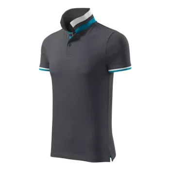   Malfini premium Collar Up - Gallér alsó felületén, ujjakon kontraszt csíkokozású férfi galléros póló - Világos anthracit - L