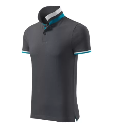 Malfini premium Collar Up - Gallér alsó felületén, ujjakon kontraszt csíkokozású férfi galléros póló - Világos anthracit - XL