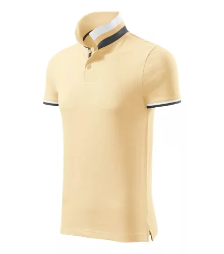 Malfini premium Collar Up - Gallér alsó felületén, ujjakon kontraszt csíkokozású férfi galléros póló - Bourbon vanilla - XL