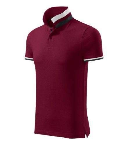 Malfini premium Collar Up - Gallér alsó felületén, ujjakon kontraszt csíkokozású férfi galléros póló - Garnet - S