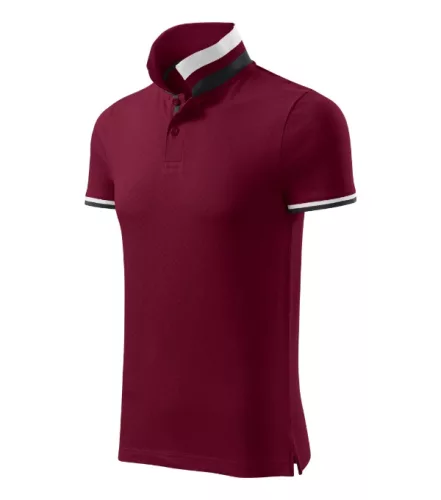 Malfini premium Collar Up - Gallér alsó felületén, ujjakon kontraszt csíkokozású férfi galléros póló - Garnet - M