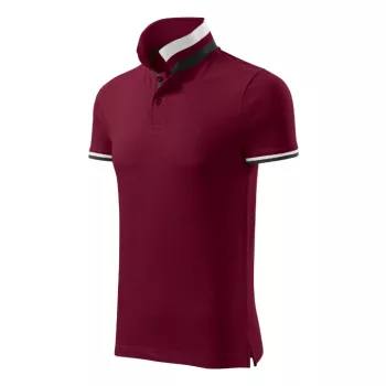  Malfini premium Collar Up - Gallér alsó felületén, ujjakon kontraszt csíkokozású férfi galléros póló - Garnet - L