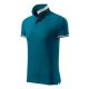 Malfini premium Collar Up - Gallér alsó felületén, ujjakon kontraszt csíkokozású férfi galléros póló - Petrol kék - S