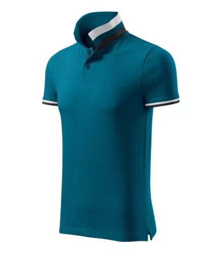 Malfini premium Collar Up - Gallér alsó felületén, ujjakon kontraszt csíkokozású férfi galléros póló - Petrol kék - M