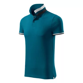   Malfini premium Collar Up - Gallér alsó felületén, ujjakon kontraszt csíkokozású férfi galléros póló - Petrol kék - XL